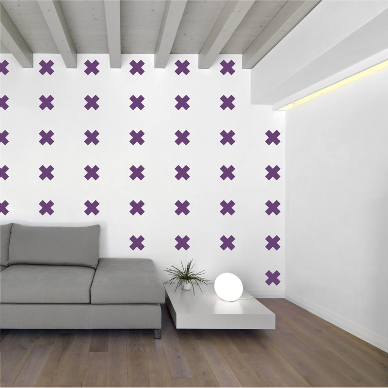 Décalcomanie murale à motifs croisés suisses, H 6 po x l 6 po x P 0,01 po, Violet