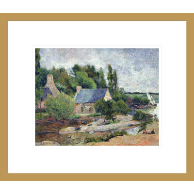«Washerwomen at Pont-Aven» par Paul Gauguin - Estampe numérique encadrée