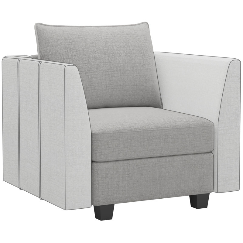 Siège de rangement simple sans accoudoirs en chenille Aurora, Gris chenille