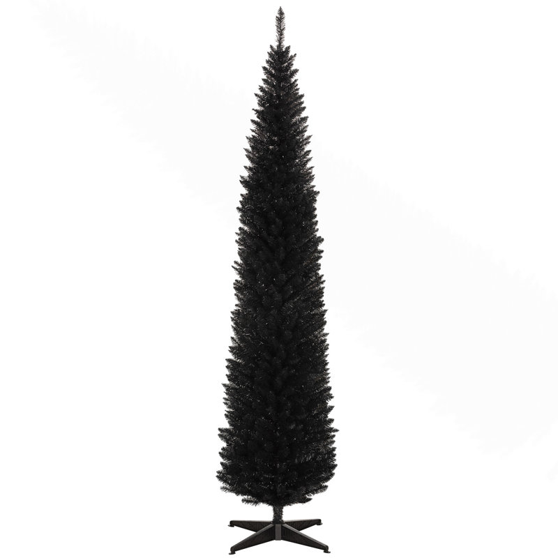 Arbre de Noël artificiel 8 'avec 818 pointes de branches réalistes et base en plastique, noir, Noir