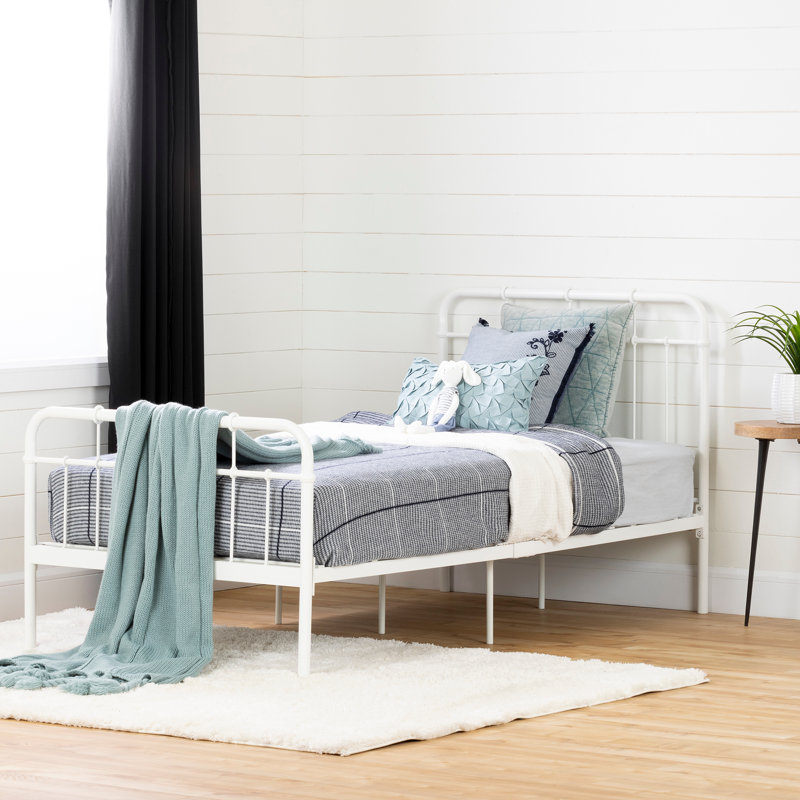Twin Black Metal Platform Bed with Headboard and Footboard