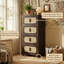 Armoire de rangement pliante à 4 niveaux de 20 po de largeur avec roulettes et bac de rangement pliable en plastique avec portes magnétiques (noir / noir rétro / brun rétro / bleu-rose)-1021770675
