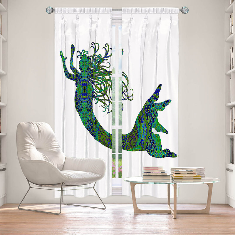 Paire de rideaux obscurcissant en polyester Rossy, L 20 po x L 82 po, Vert et bleu