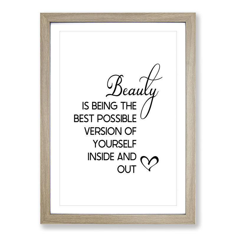 Beauty Is - Picture Frame Typography, 48cm H x 36cm W x 2cm D, Oak