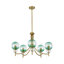 Lustre sphérique en verre vert à 5 lumières à intensité variable