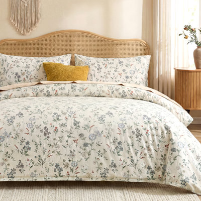 Ensemble de housse de couette à motif floral 100% coton housse d'édredon 100% coton vert