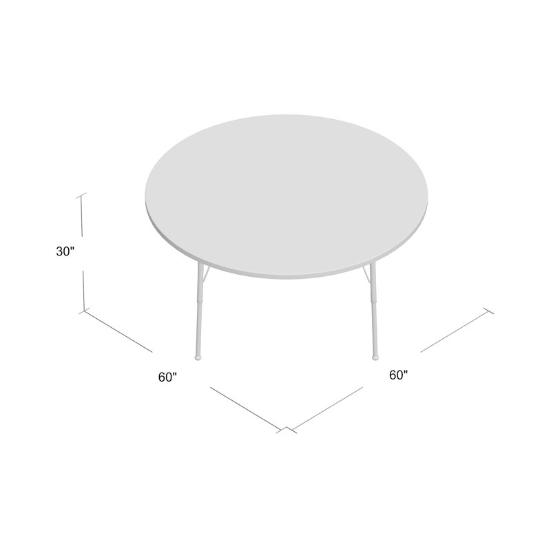 Table ronde à hauteur réglable, H 24 po x L 60 po x l 60 po, Érable / érable, Standard Ball Glide