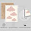 «Pink Tulips, Clouds & Bows», ensemble de 3 reproductions d'art murales encadrées, thème pastel doux pour chambre de bébé-115679313-115679316
