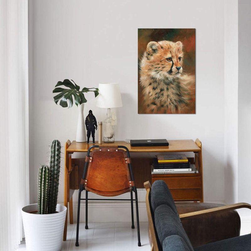 « guépard cub », impression sur toile, H 12 po x l 8 po x P 0,75 po, Pas de tapis, Toile tendue