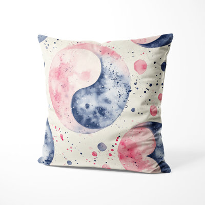 Geometric Accent Pillow - Modern Pastel Yin Yang Printed Cushion