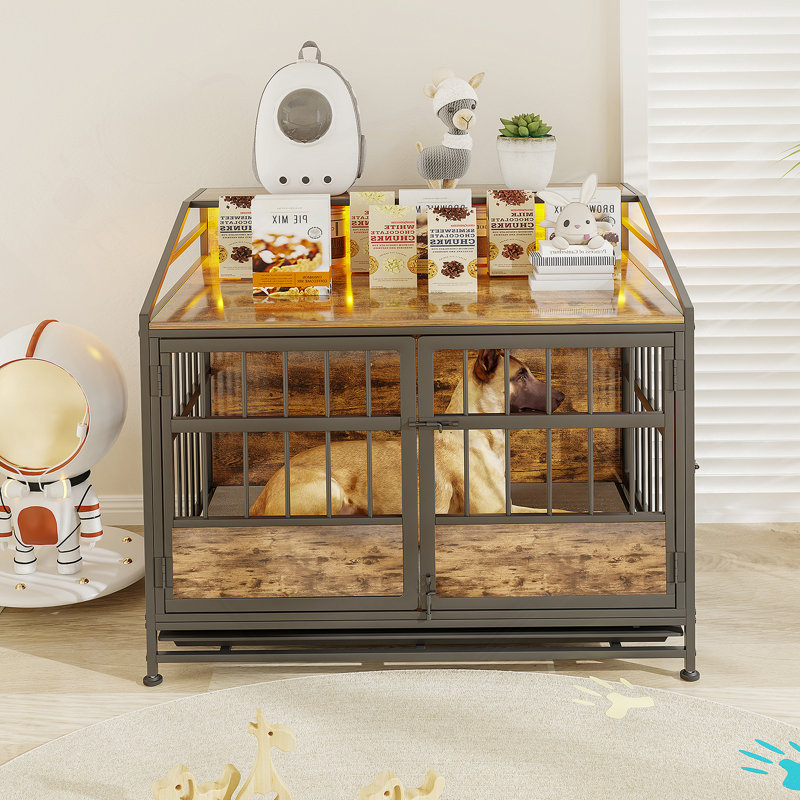 Caisse pour chien polyvalente en bois avec rangement et plusieurs fonctionnalités avancées pour les animaux de compagnie