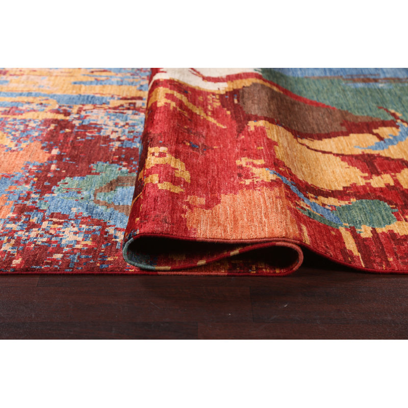 Vegetable Dye Abstract Area Rug 7x9