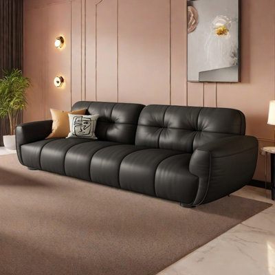 Simple modern straight black retro sofa