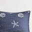 Literie 4 pièces brodée bleu marine - Tissu en coton, motifs côtiers, oreiller inclus