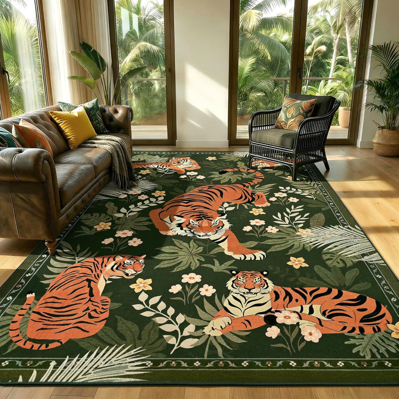 Tapis lavables à la machine Lochas, Rectangle 6 pi x 9 pi, Vert