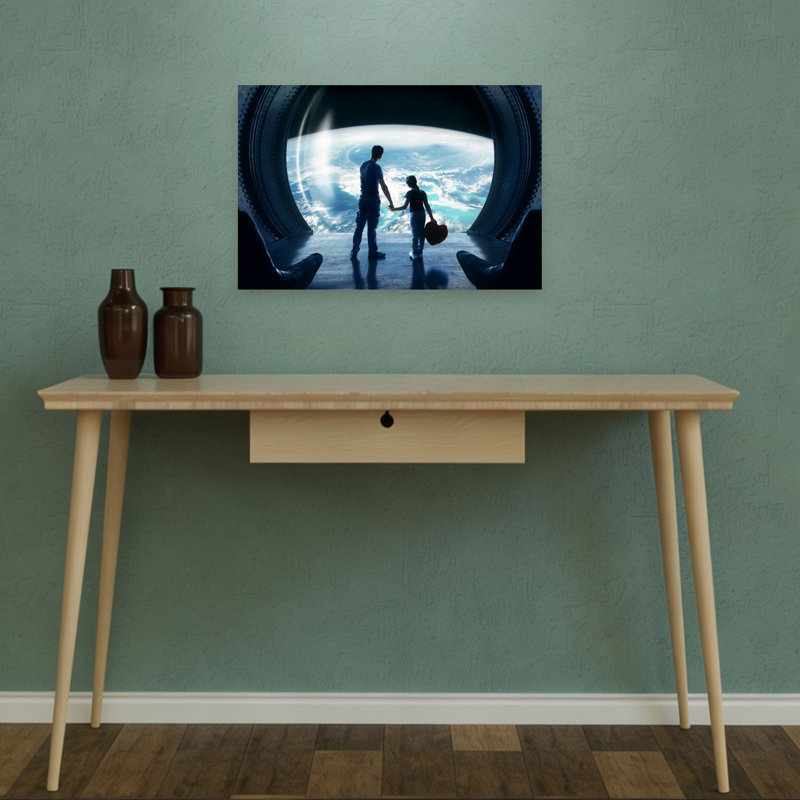 Father Daughter Space View Abstract Contemporary Landscape Nature Wall Art Print 1 Piece Wrapped Canvas Wall Art