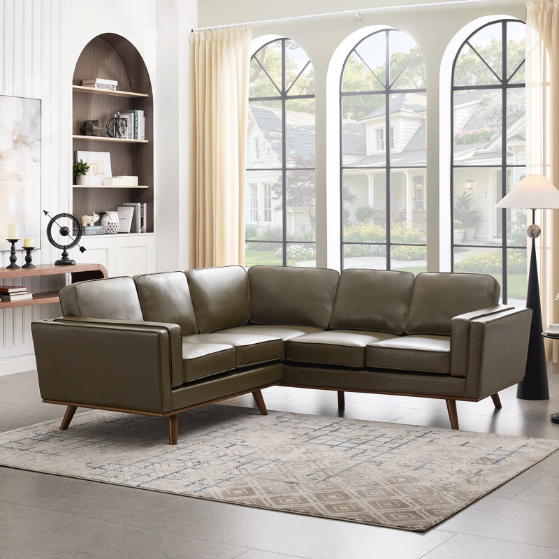 Canapé modulaire de coin en L 2 pièces 89 po Inayat, Vert