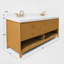 Meuble-lavabo double autoportant 84 po avec comptoir en quartz blanc et lavabo encastré blanc Momo-118697891-124322407