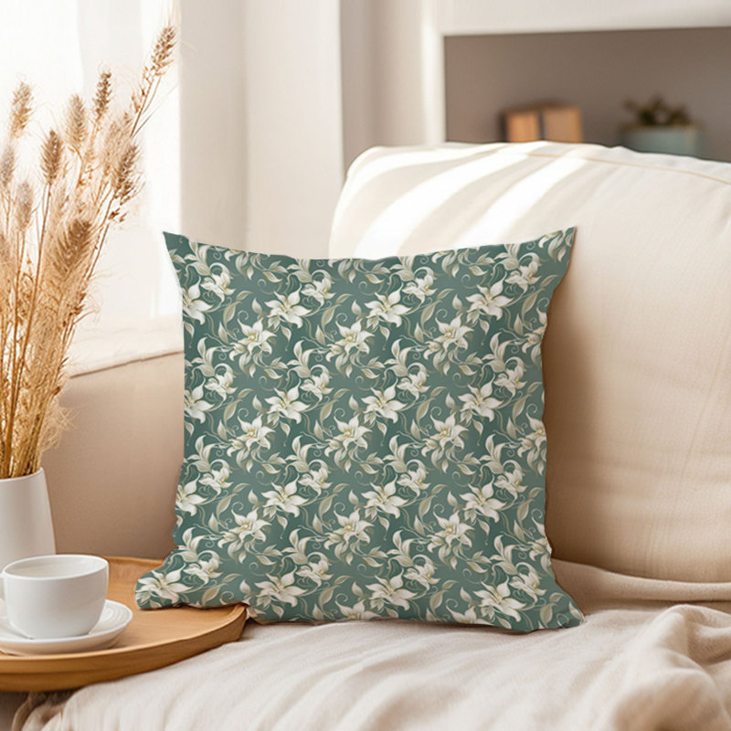 Botanical Floral Pattern Plants Modern, 16"H x 16"W
