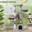 Tour pour arbre à chat avec lit 52,5 po; condos pour chat; hamacs; gris