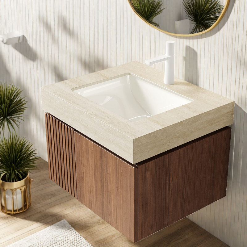 Meuble-lavabo flottant et lavabo, rangement de salle de bain moderne en contreplaqué 24 po