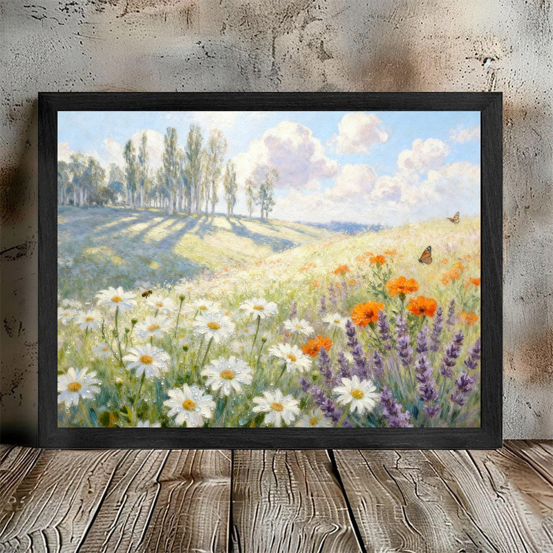 «Black», impression encadrée, impression de paysage de fleurs sauvages, H 25 po x l 17 po