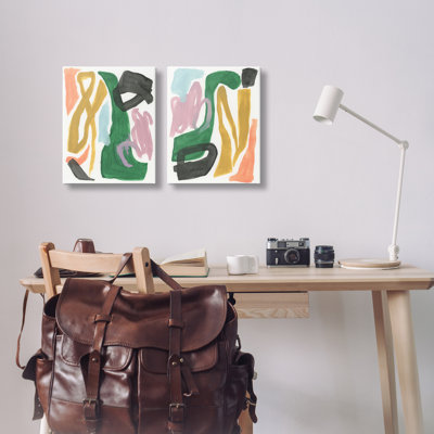  «Funky Abstract Squiggles», ensemble de 2 toiles murales par June Erica Vess
