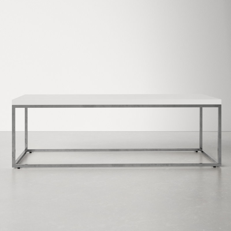 Valeta 47.25'' W Rectangular Coffee Table , White Top/Lacquer Base