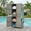 Grande remise de 76 po en osier imperméable pour l'extérieur, armoire de jardin verticale avec tiroir et 4 portes, casier de patio résistant aux intempéries-125989357