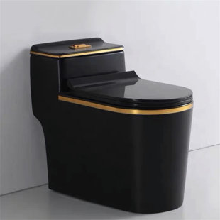 1.45 Gallons Per Minute GPF Elongated Height One-Piece Black Toilet (Seat Included)