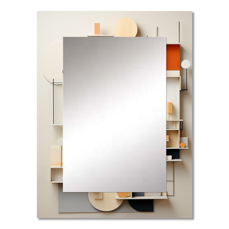 Abstract Geometric White And Blue Essential Forms - Geometric Wall Mirror, Modern Decorative Mirror, Printed Metal Art