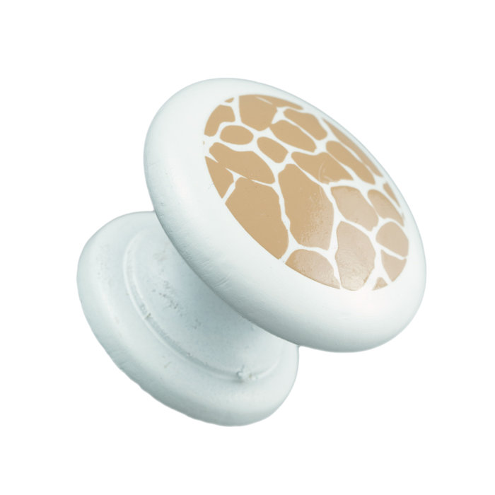 Hand Painted 1 1/2" White Giraffe Print Knob