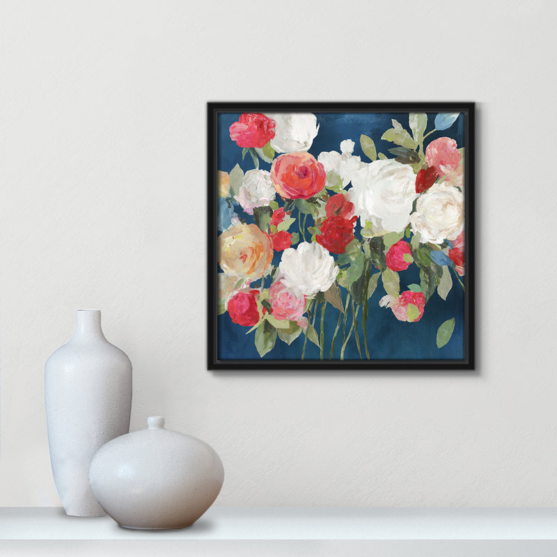 Nuit rouge blanc nuit. Rouge. Blanc. - Reproduction d'art, Toile avec cadre noir, H 13,5 po x l 13,5 po x P 2 po