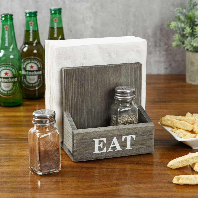 Wood Standing Napkin Holder Spice Caddy