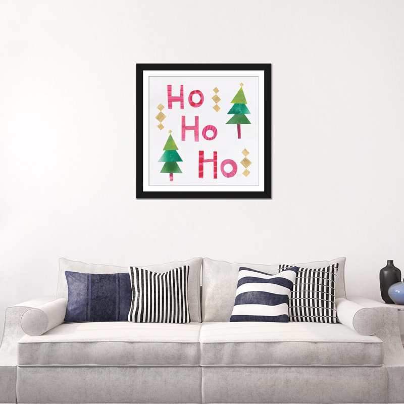 « christmas collage i », art textuel sur toile, H 16 po x l 16 po x P 1 po, Papier d'art encadré noir, Blanc