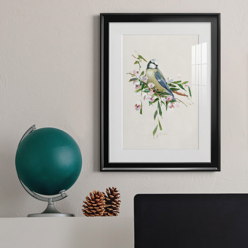 Spring Spring Blue Bird - peinture encadrée, H 22,5 po x l 30,5 po x P 1,5 po, Noir