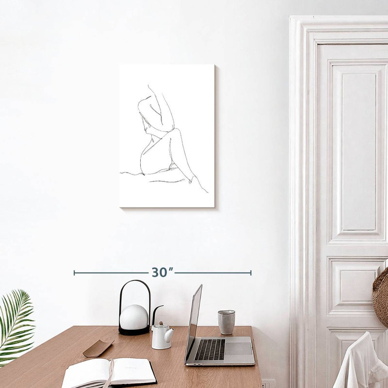 Leisha, croquis de contour nu I, H 24 po x l 16 po