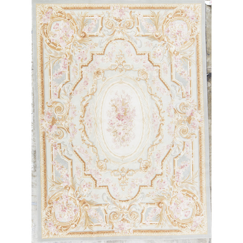 Hand-Knotted High-Quality Green and Gold Area Rug