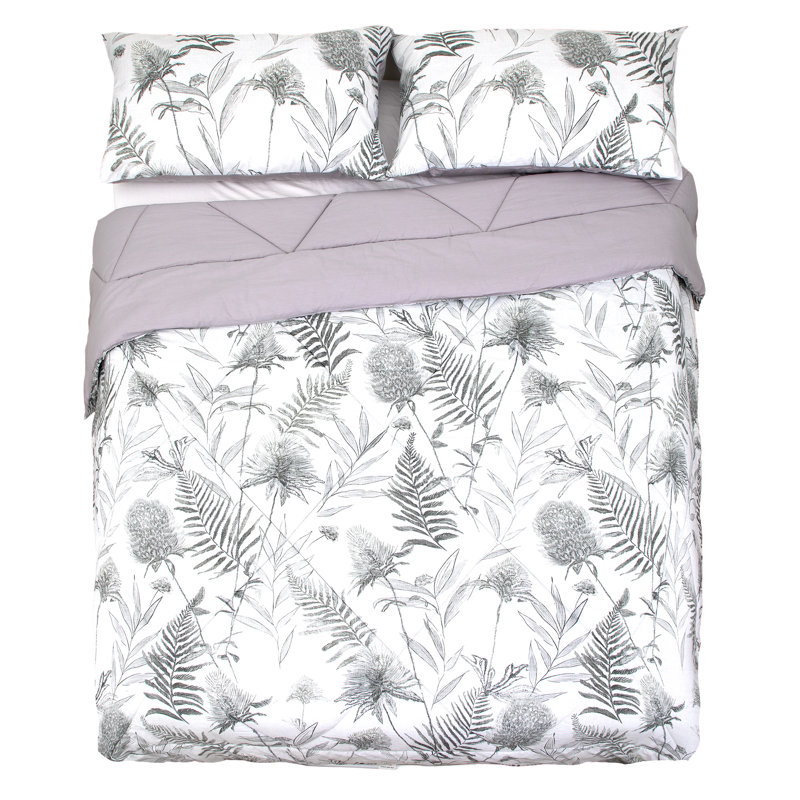 Ensemble d'édredon en coton doux réversible Verdure, Grand lit