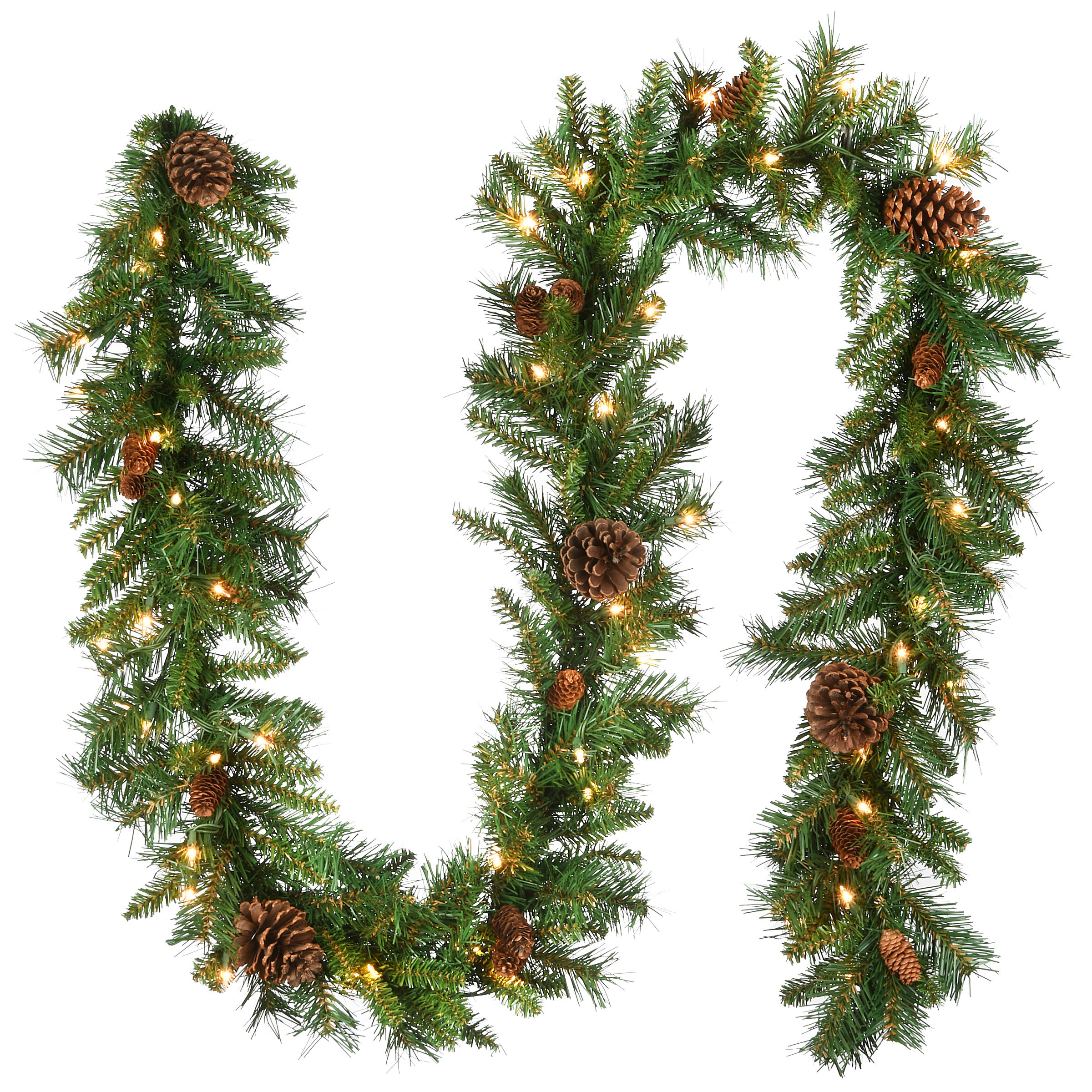 The Holiday Aisle® 9ft. Pine Cone Garland with Clear Lights & Reviews | Wayfair
