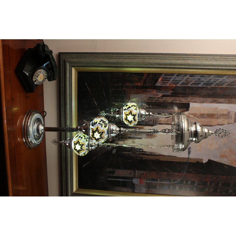 Diez 105cm Silver Lighting Floor Lamp, Brown/Amber