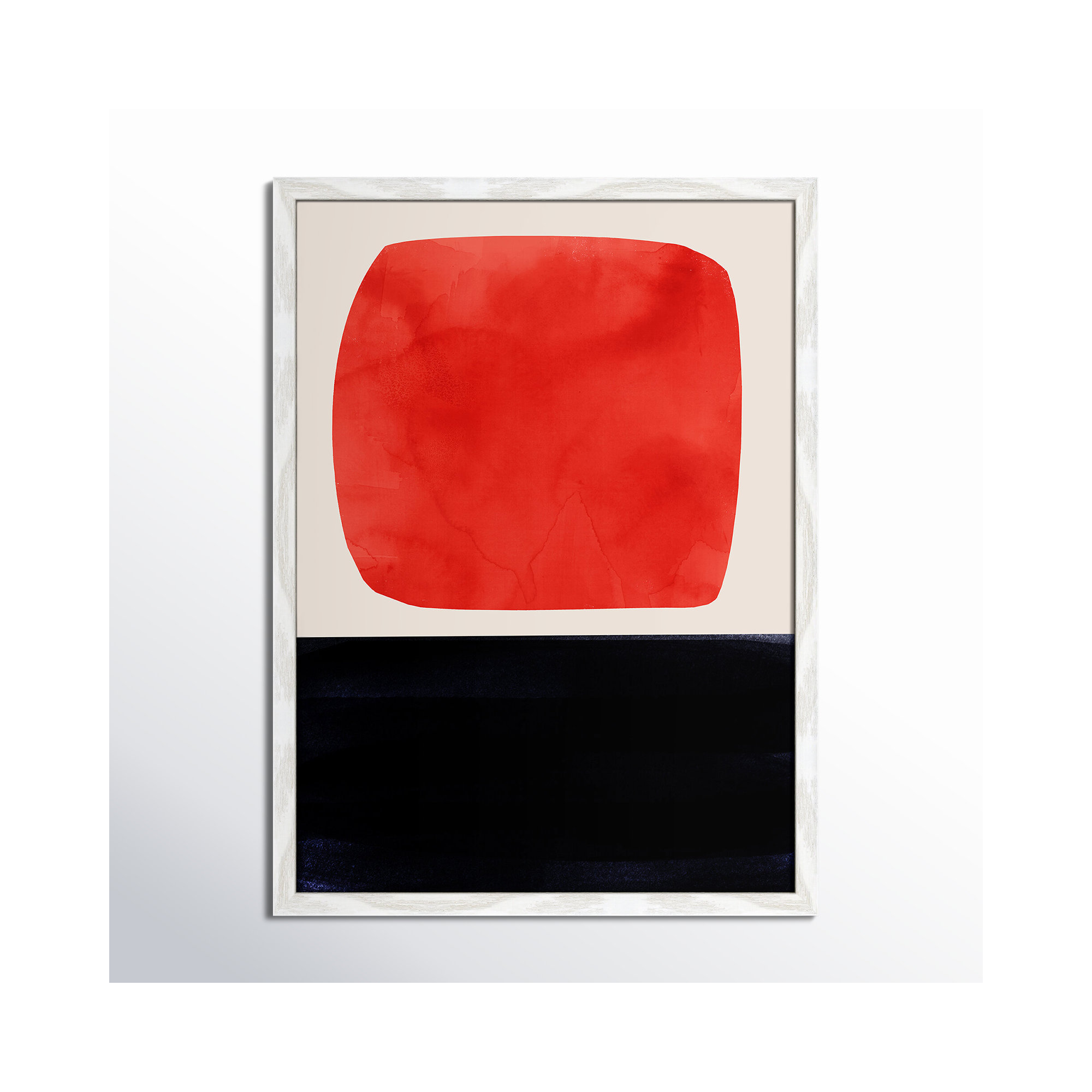 Boxed-Red by Aoibhne Hogan, White Wood Grain Paper, 23" H x 17" W x 0.75" D