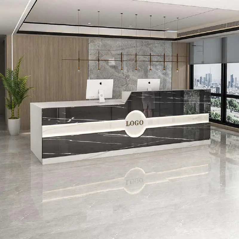 Chloette L-Shaped Executive Desk, White/Black, Right