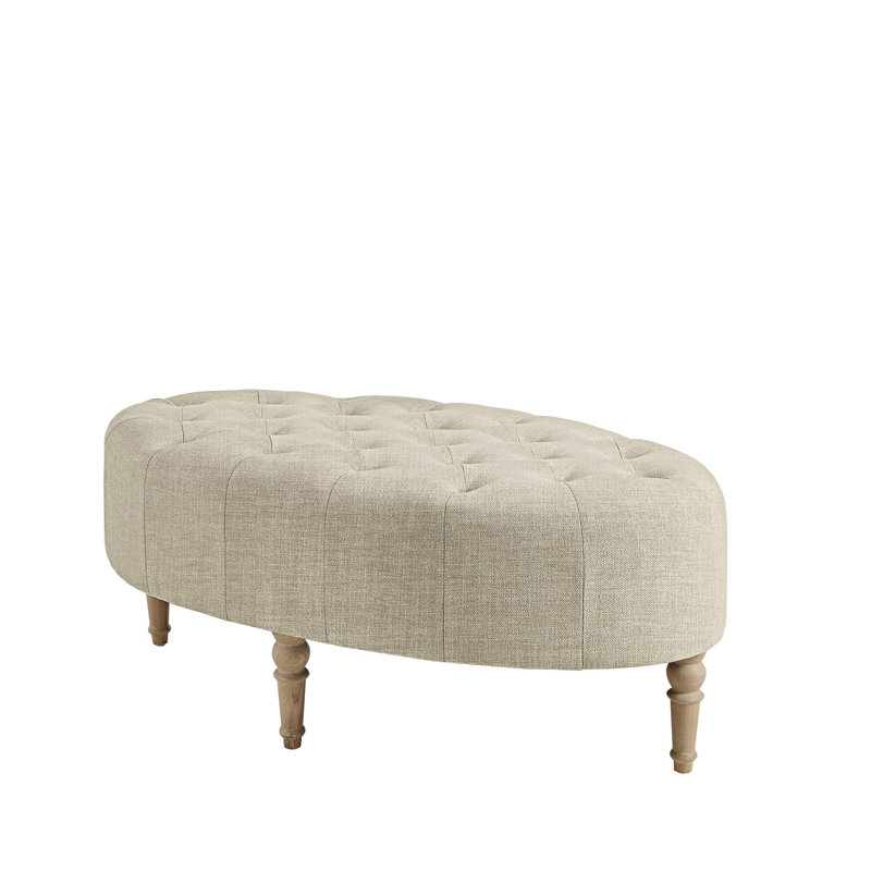 Repose-pieds capitonné ovale capitonné beige Bedford Clara, Beige