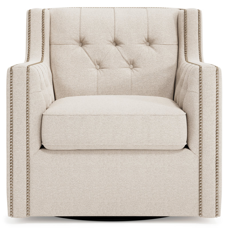 Candace Swivel Tufted Wingback Chair, Beige