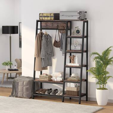 Tribesigns Freestanding Clothes Rack with Drawers and shelves,72 inches Closet  Organizer with Shelf and Hooks,Heavy Duty Garment Clothing Rack for hanging  clothes,Bedroom(Rustic Brown) 