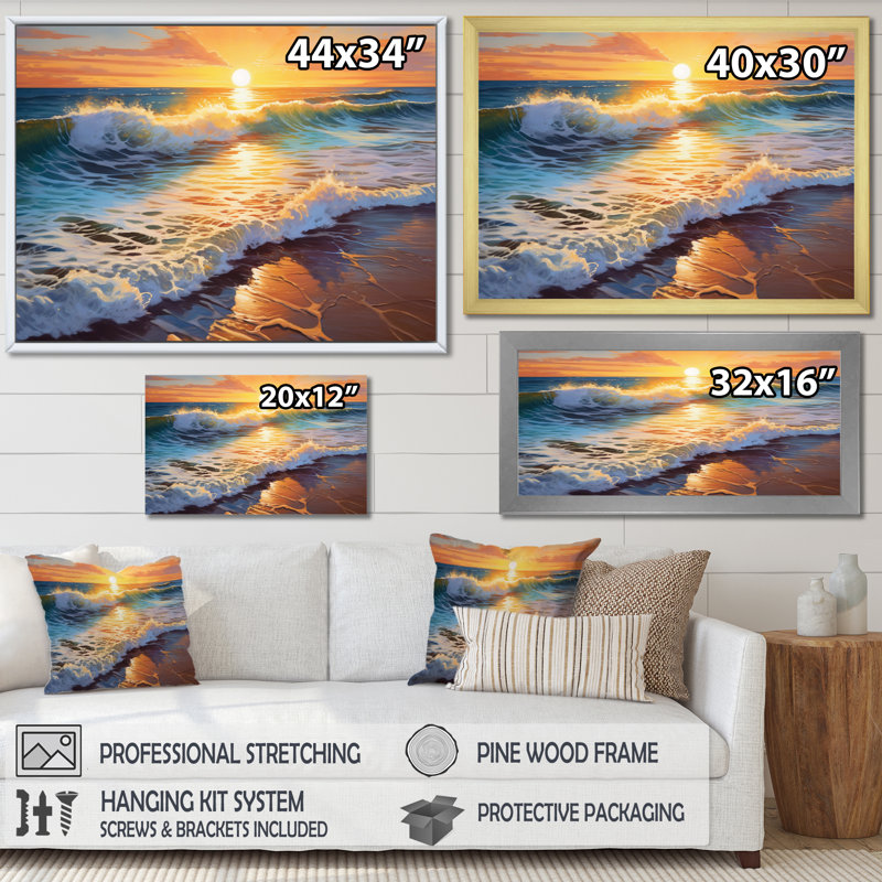 Photo de plage ensoleillée Horizons V - impression, Cadre doré à une seule photo, H 30 po x l 40 po x P 1,5 po