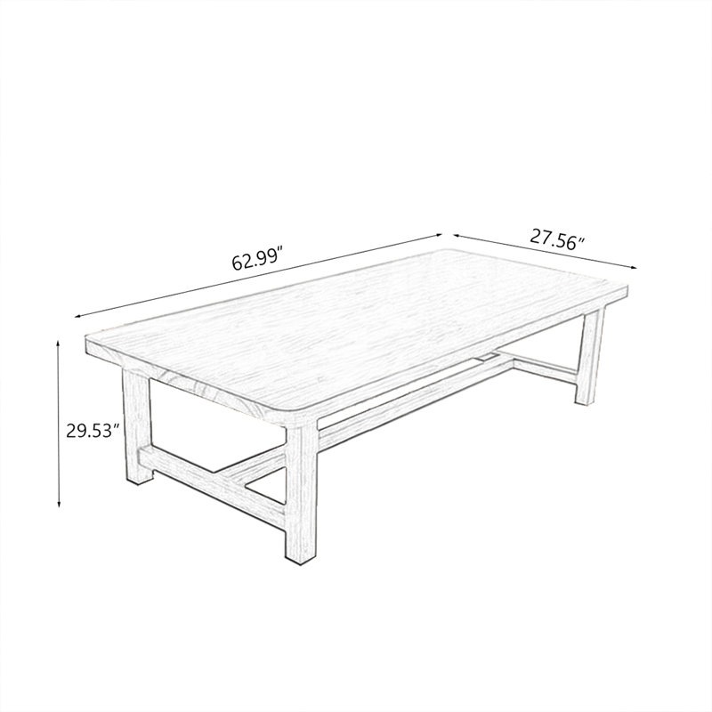 Bureau rectangulaire en bois massif Burlywood, H 29,53 po x l 62,99 po x P 27,56 po 