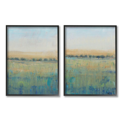 «Sunset Open Meadow Soft Green Floral Field» par Timothy O 'Toole, ensemble de 2 peintures sur toiles