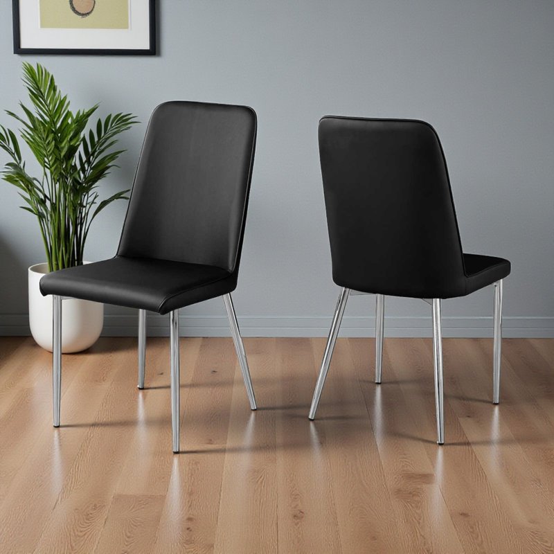 Chaise de salle à manger en métal chromé et noir Baldwin, H 36,72 po x l 17,78 po x P 16,32 po